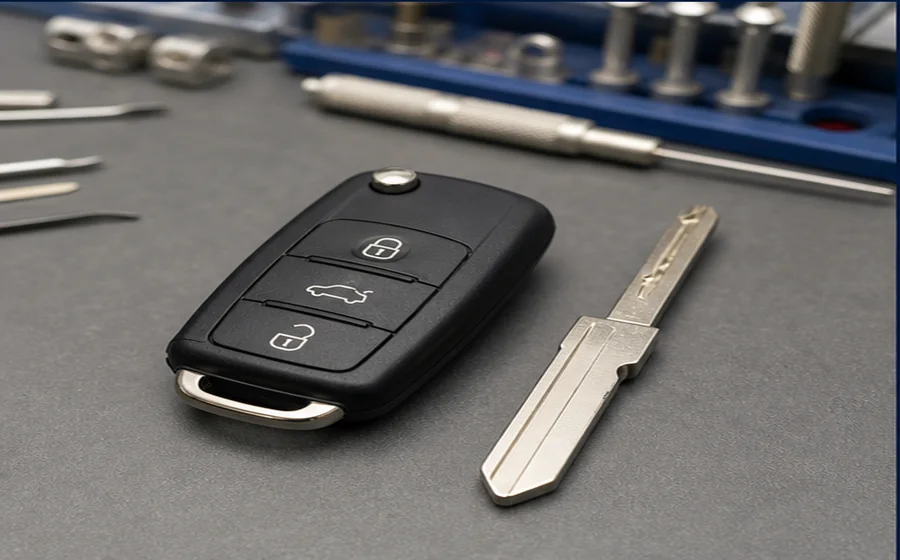 New car key and fob after replacement